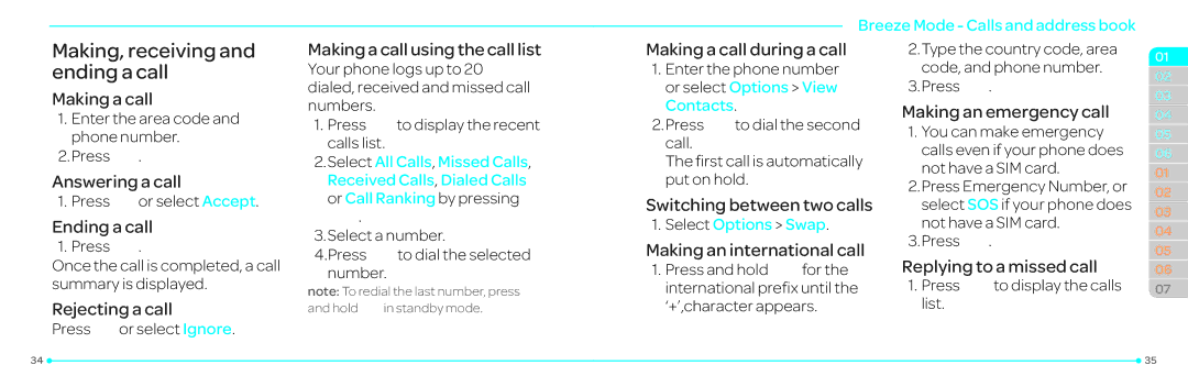 Pantech P2030 manual Making, receiving and ending a call 