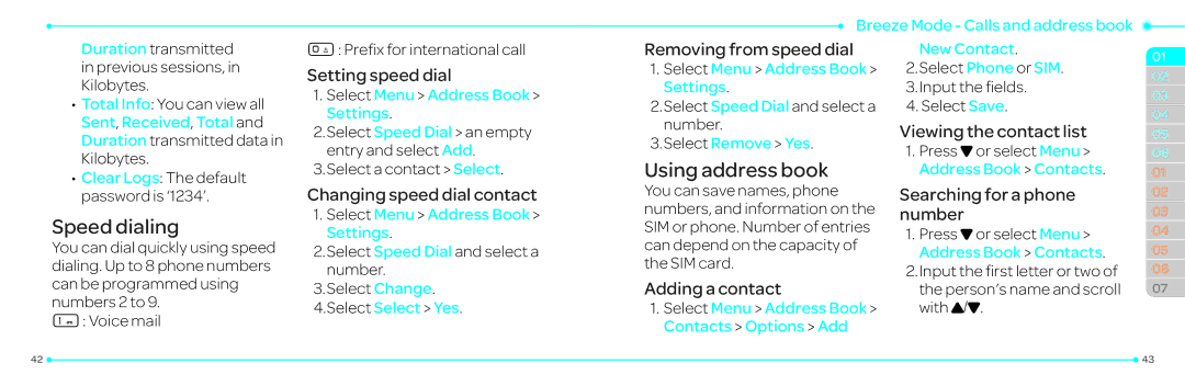 Pantech P2030 manual Speed dialing, Using address book 