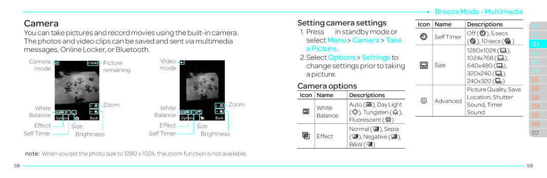 Pantech P2030 manual Setting camera settings, Camera options 