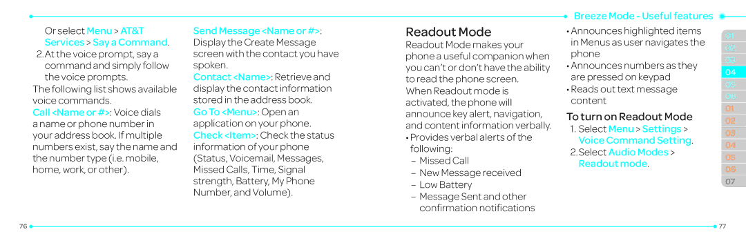 Pantech P2030 manual To turn on Readout Mode 