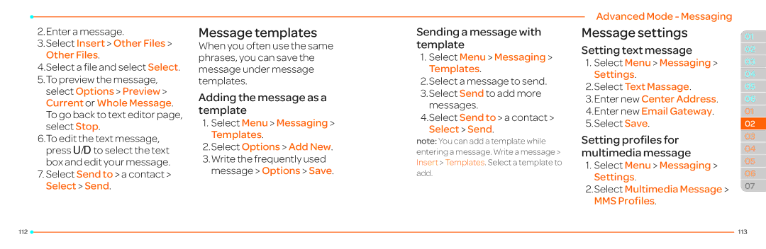 Pantech P2030 manual Message templates, Message settings 