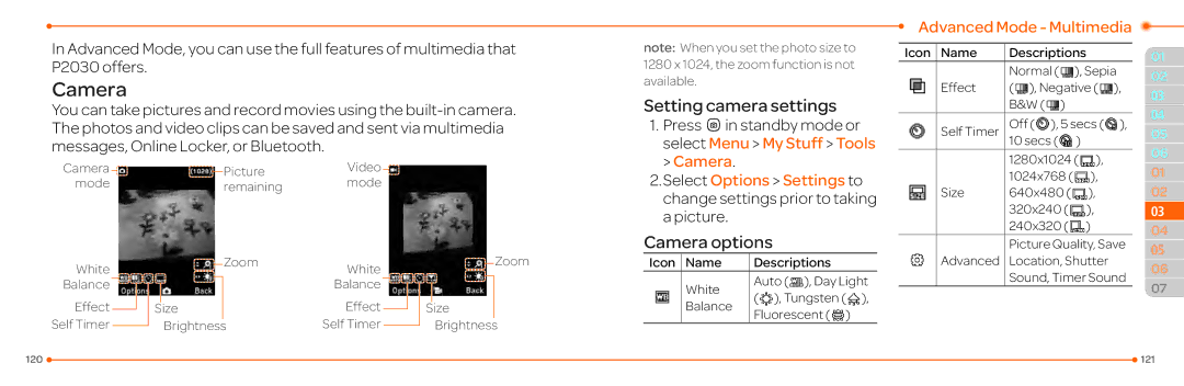 Pantech P2030 manual Select Options Settings to, Advanced Mode Multimedia 