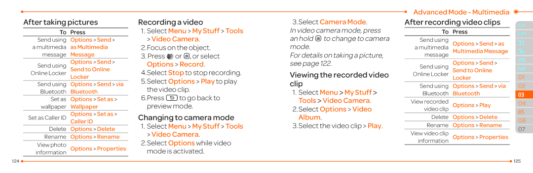 Pantech P2030 manual Select Menu My Stuff Tools Video Camera, Select Camera Mode 