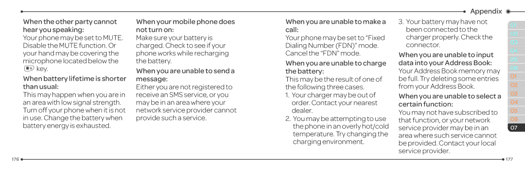 Pantech P2030 manual When you are unable to make a call 