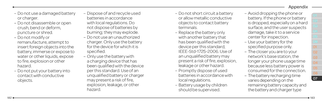 Pantech P2030 manual Battery usage by children should be supervised 