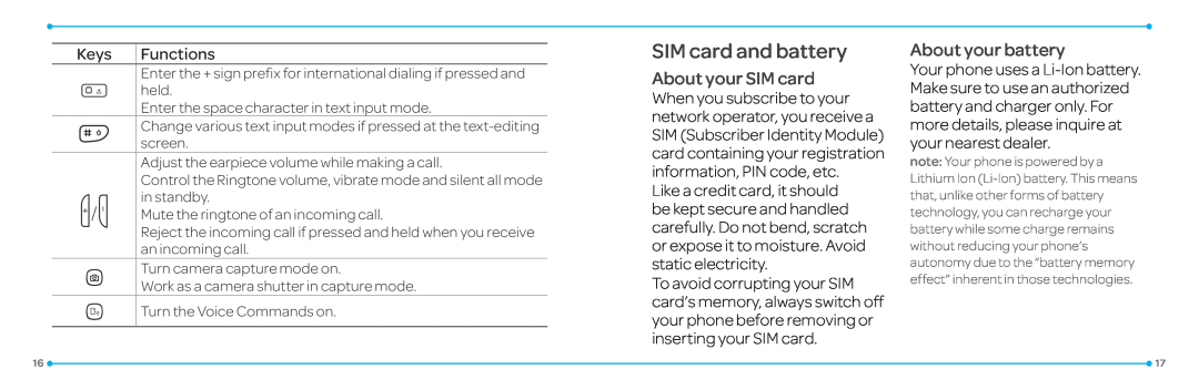 Pantech P2030 manual SIM card and battery, About your SIM card, About your battery 