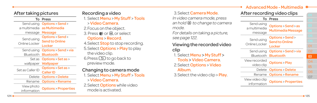 Pantech P2030 manual Select Menu My Stuff Tools Video Camera, Select Camera Mode, After taking pictures, Recording a video 