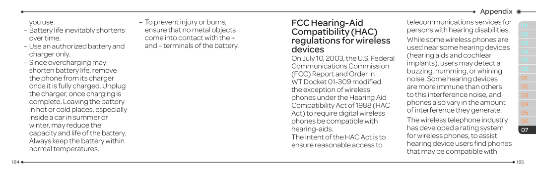 Pantech P2030 manual FCC Hearing-Aid Compatibility HAC regulations for wireless devices, Appendix 