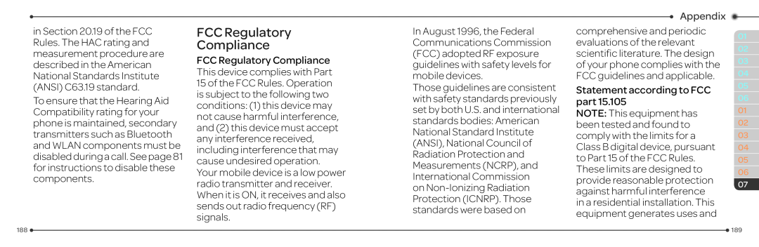 Pantech P2030 manual FCC Regulatory Compliance, Appendix, Statement according to FCC part 