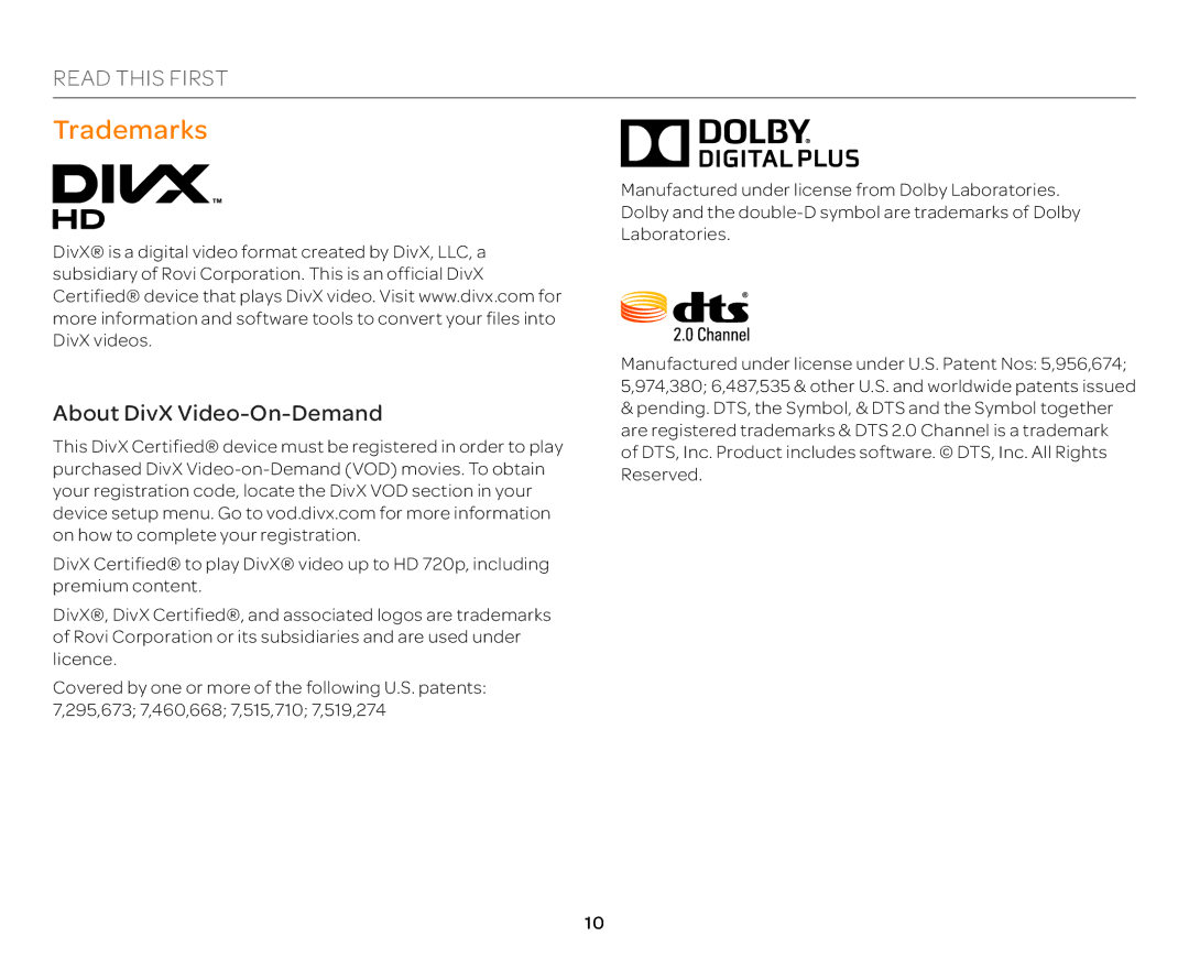 Pantech P9090 manual Trademarks, About DivX Video-On-Demand 