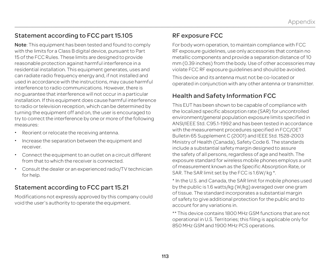 Pantech P9090 manual Statement according to FCC part, RF exposure FCC, Health and Safety Information FCC 