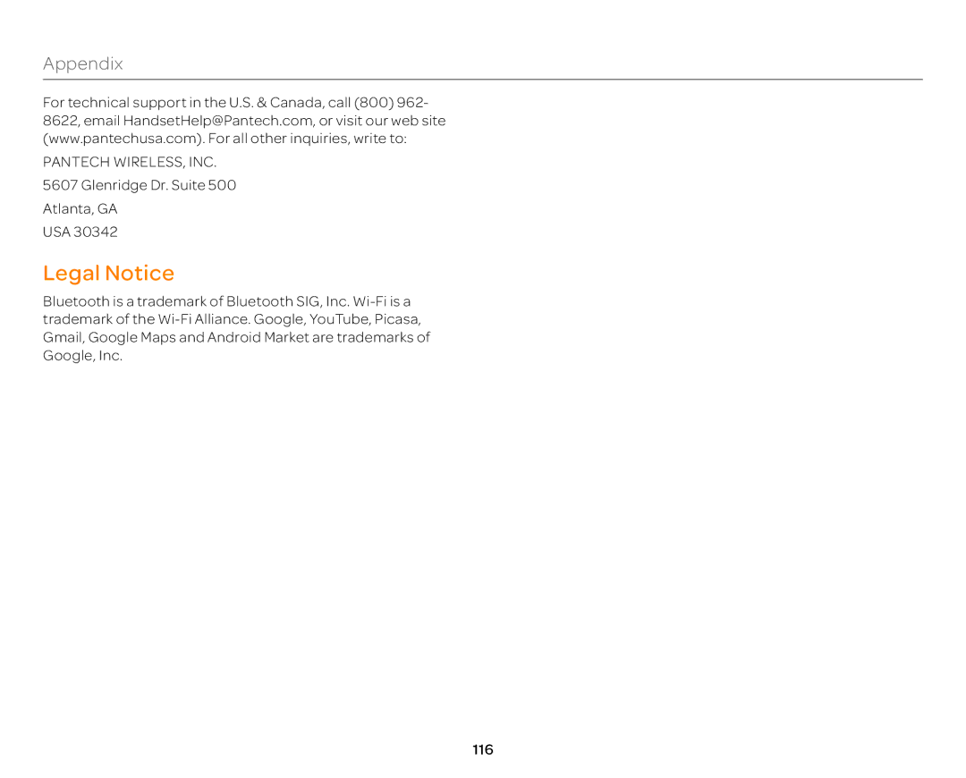 Pantech P9090 manual Legal Notice 