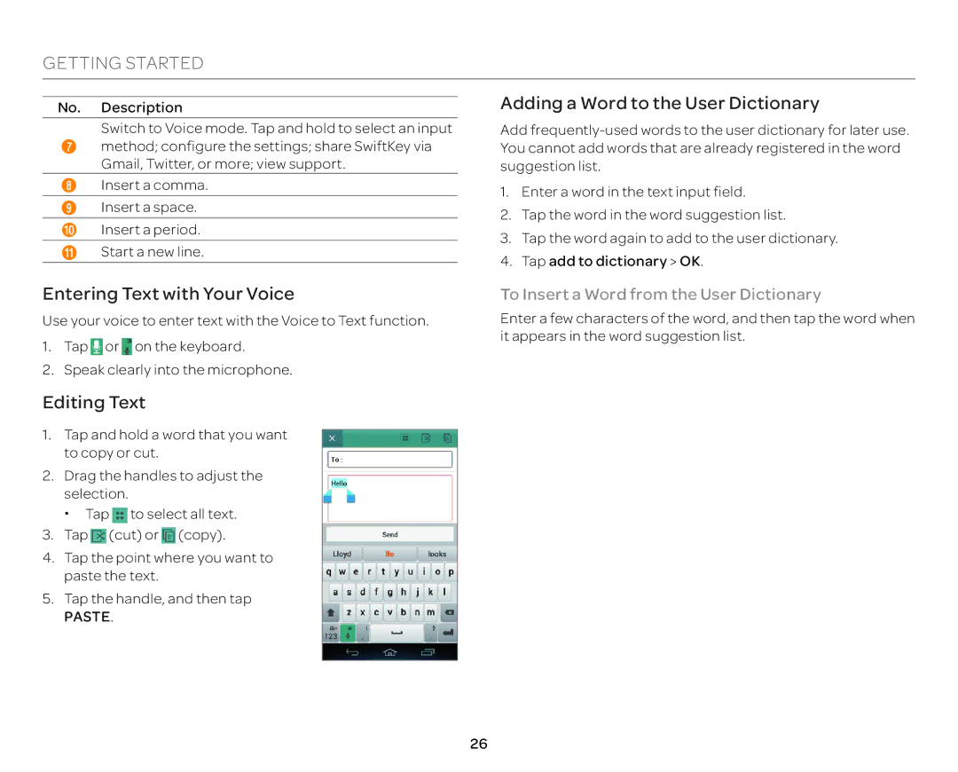 Pantech P9090 manual Adding a Word to the User Dictionary, Entering Text with Your Voice, Editing Text 