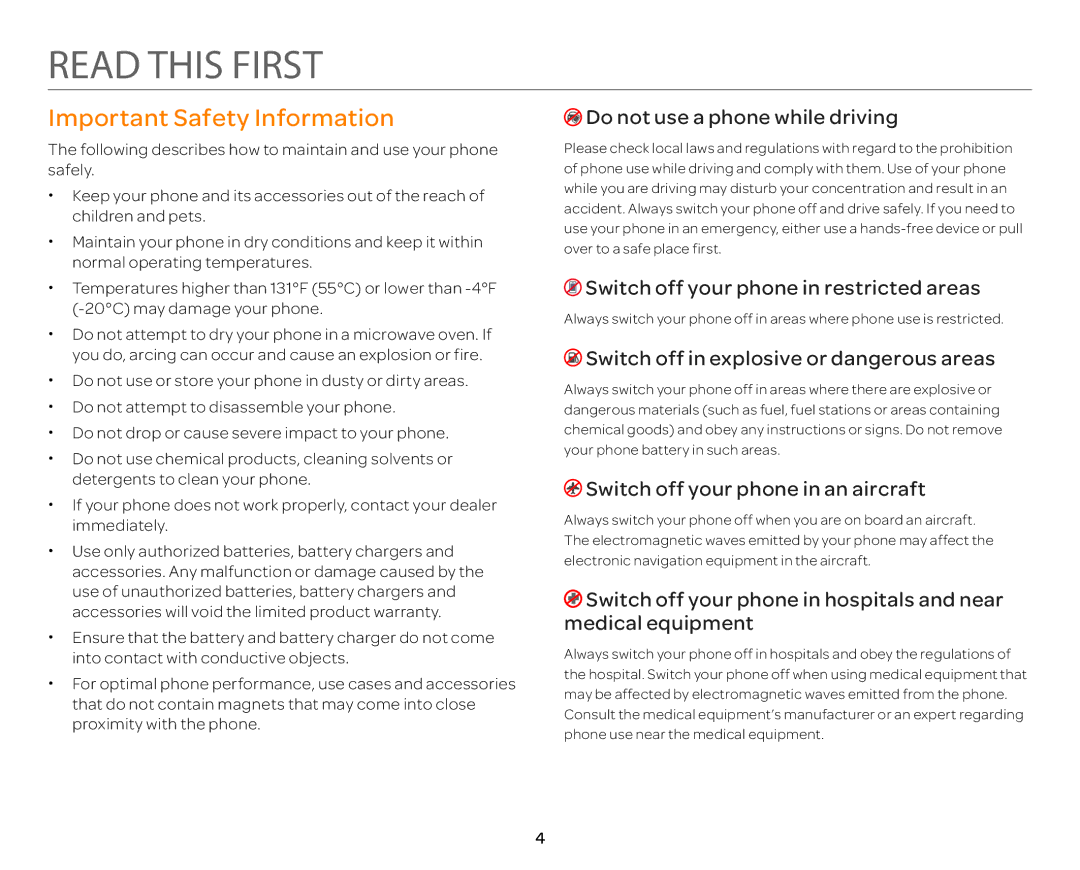 Pantech P9090 manual Read this First, Important Safety Information 