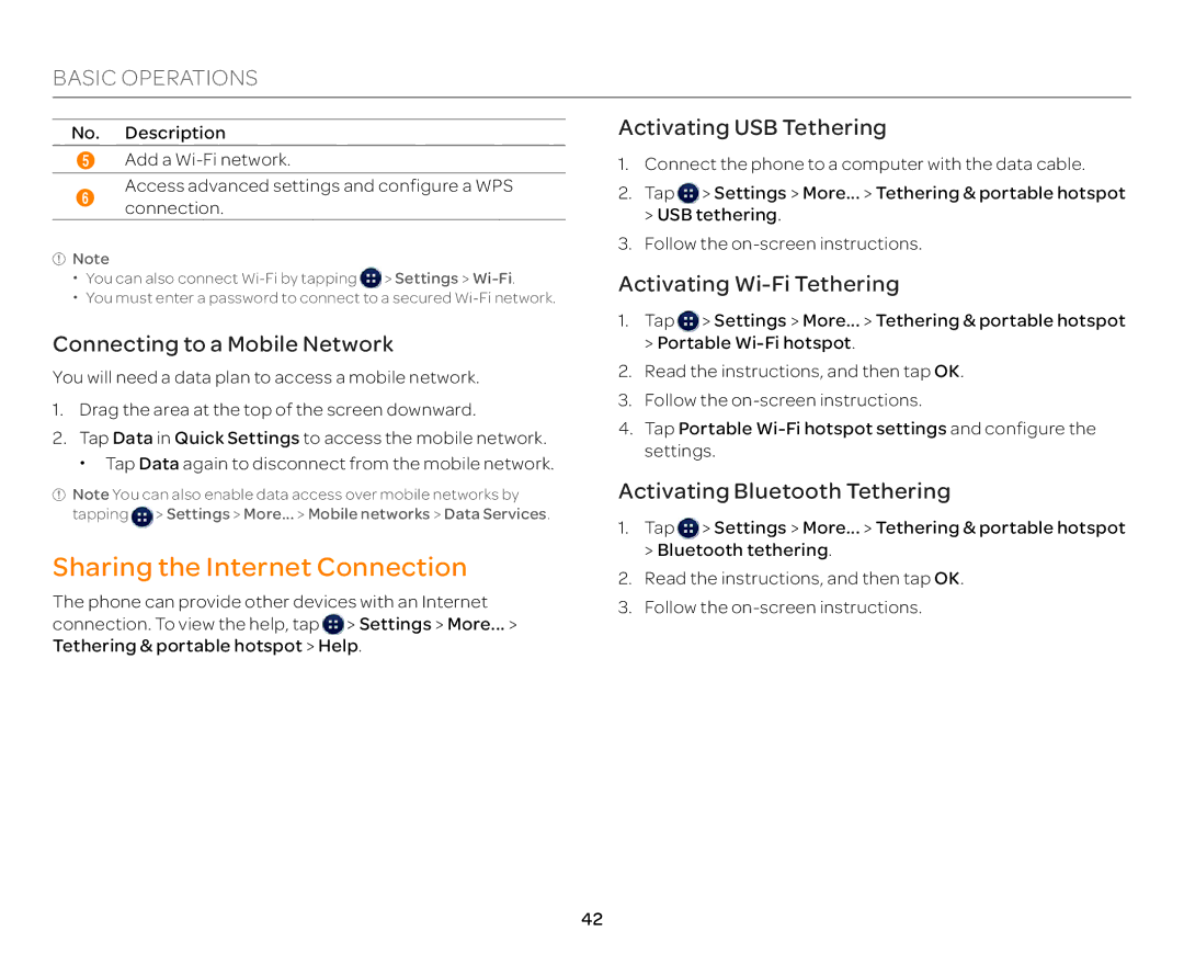 Pantech P9090 manual Sharing the Internet Connection, Activating USB Tethering, Activating Bluetooth Tethering 