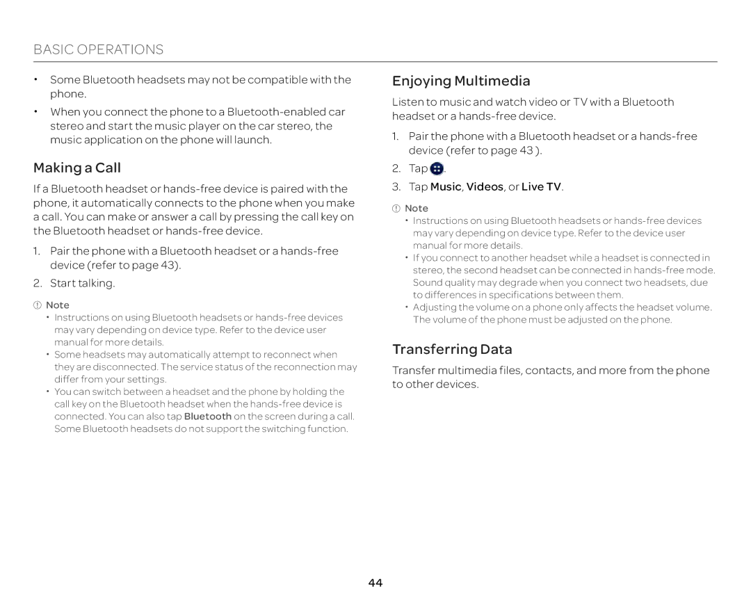 Pantech P9090 manual Enjoying Multimedia, Making a Call, Transferring Data 