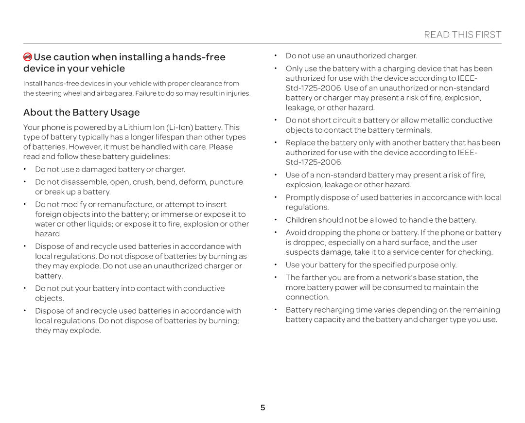 Pantech P9090 manual Read this First, About the Battery Usage 