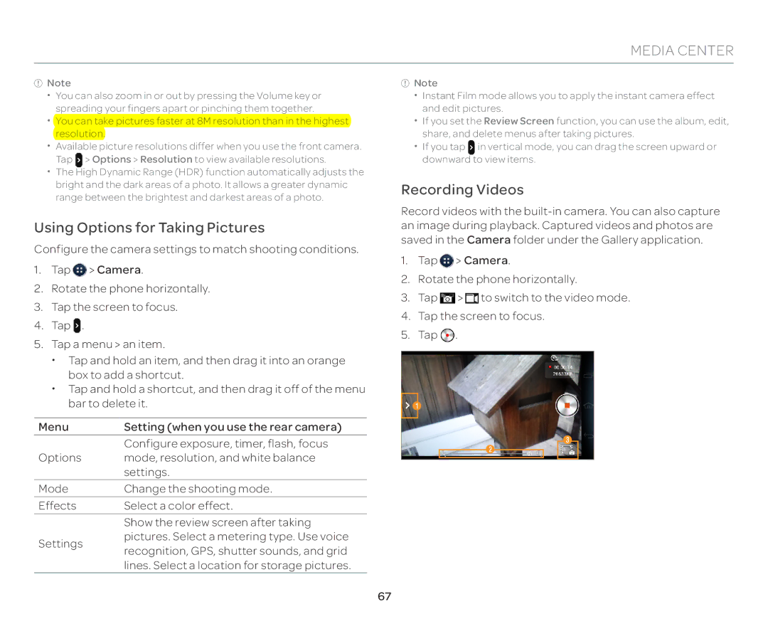 Pantech P9090 manual Using Options for Taking Pictures, Recording Videos 