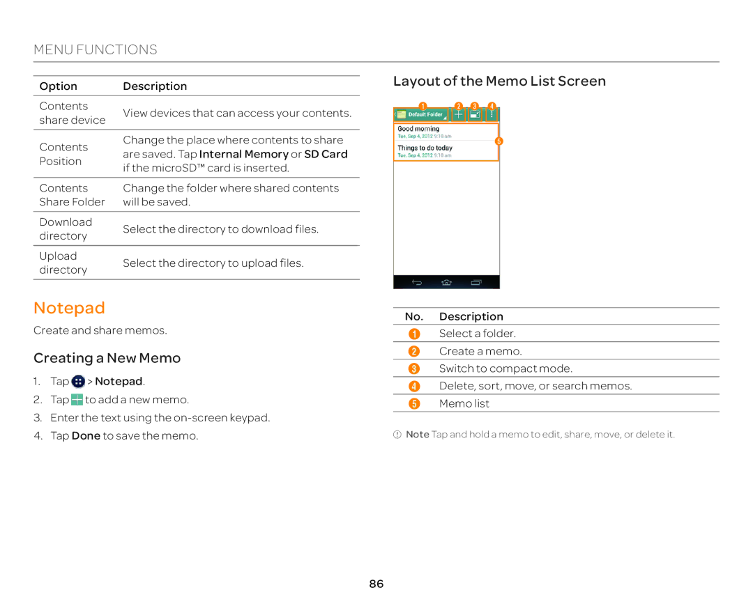 Pantech P9090 manual Layout of the Memo List Screen, Creating a New Memo 