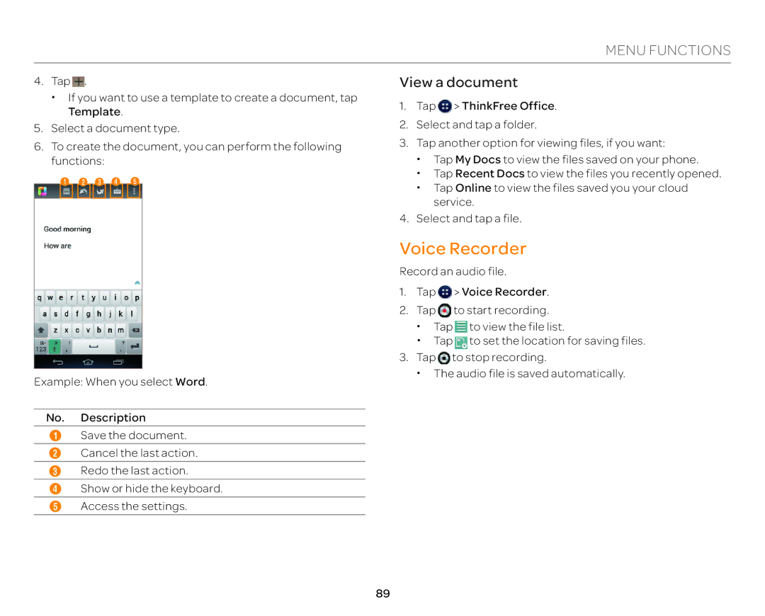 Pantech P9090 manual Voice Recorder, View a document 