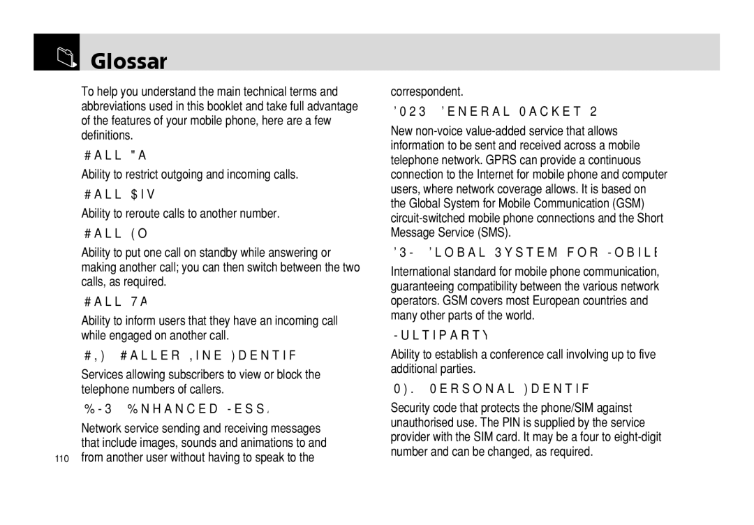 Pantech PG - 3600V manual Glossary 