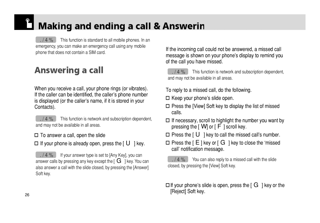 Pantech PG - 3600V manual Making and ending a call & Answering a call, To answer a call, To reply to a missed call 