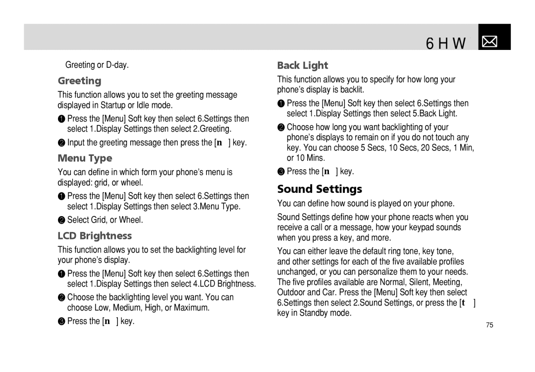 Pantech PG - 3600V manual Sound Settings 