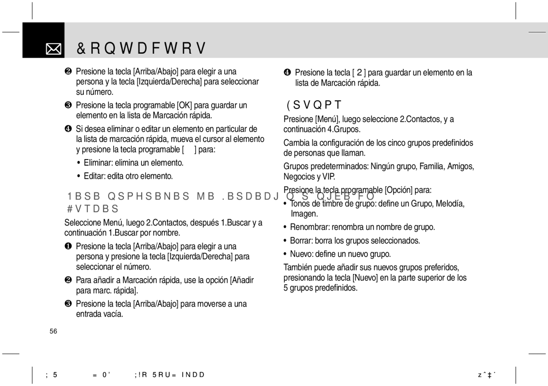 Pantech PG-1610 manual Grupos, Para programar la Marcación rápida en Buscar 