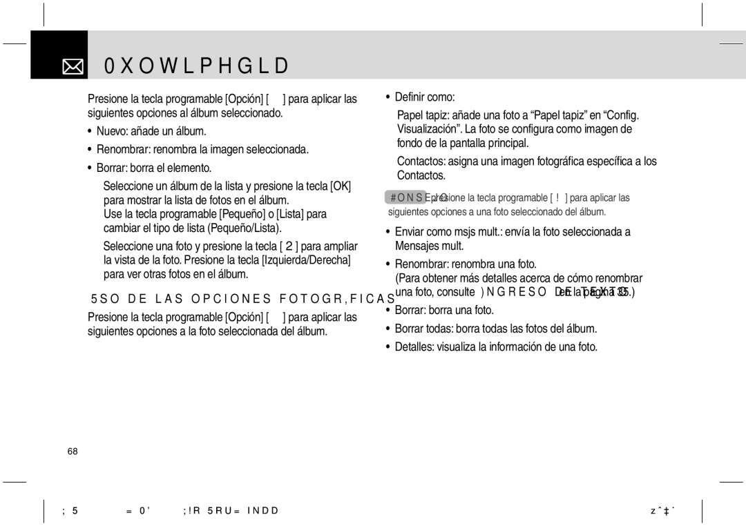 Pantech PG-1610 manual Uso de las opciones fotográficas, Definir como 