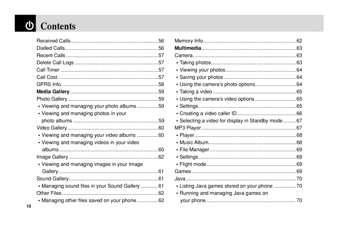 Pantech PG-3300 manual Viewing and managing photos in your, Viewing and managing videos in your video 