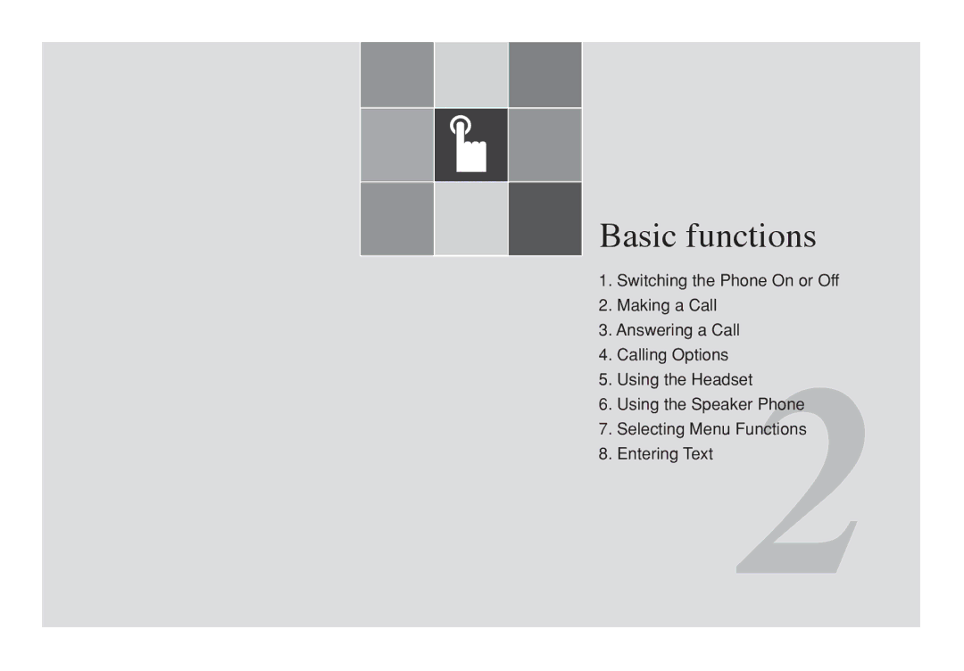 Pantech PG-3300 manual Basic functions 