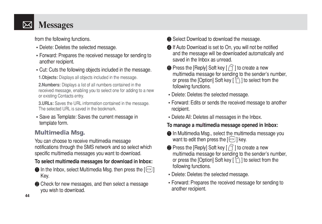 Pantech PG-3300 manual Save as Template Saves the current message in template form 