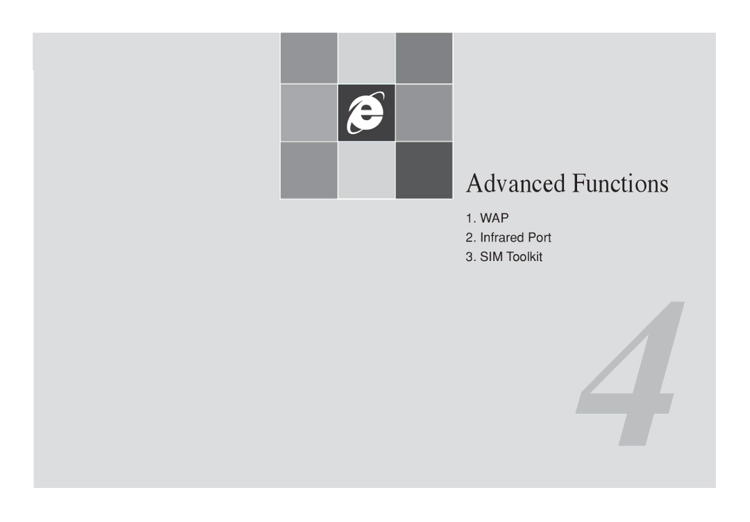 Pantech PG-3300 manual Advanced Functions, WAP Infrared Port SIM Toolkit 