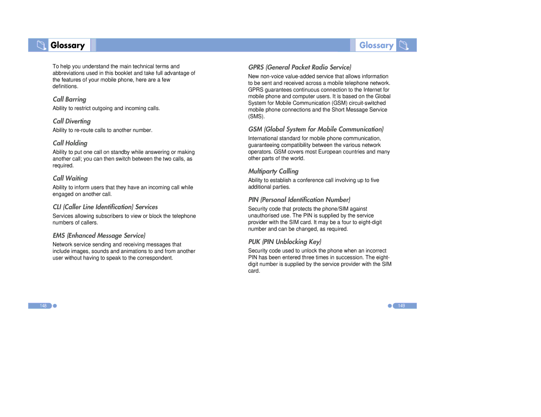 Pantech PG-3500 Glossary, Ability to restrict outgoing and incoming calls, Ability to re-route calls to another number 