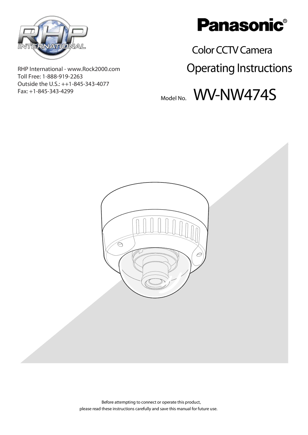 Pantech WV-NW474S manual 