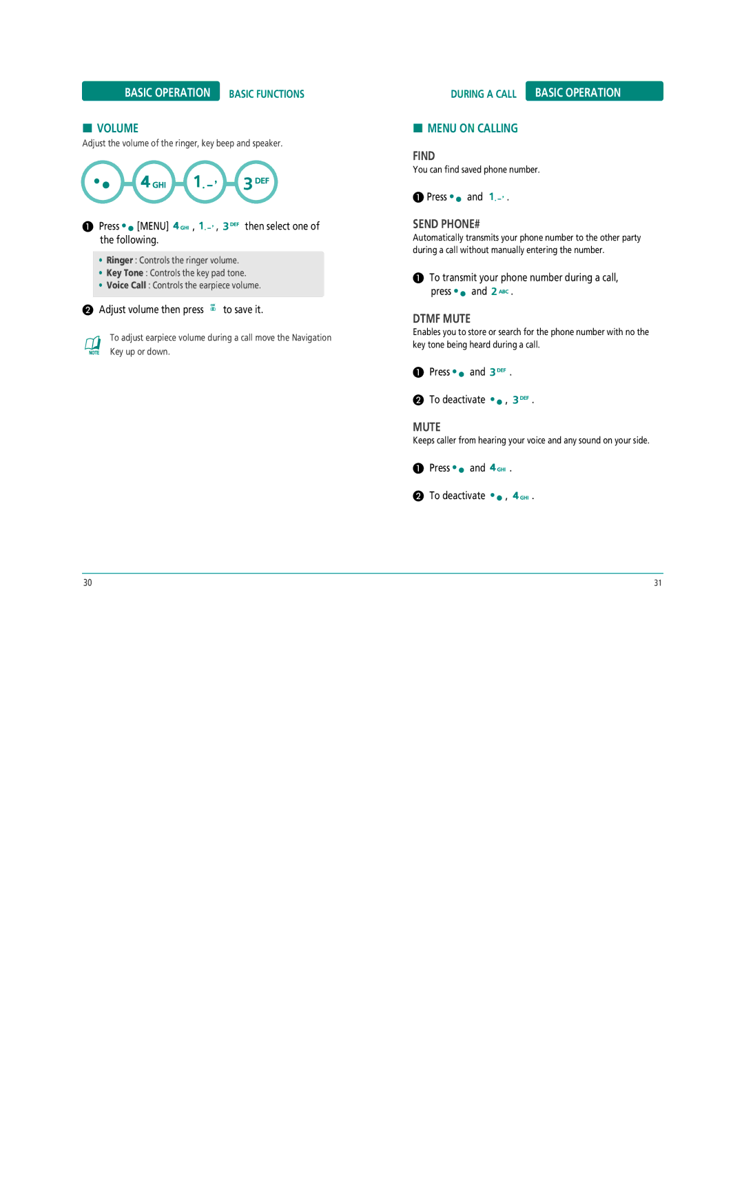 Pantech Z530i manual During a Call Basic Operation, Find, Send PHONE#, Dtmf Mute 