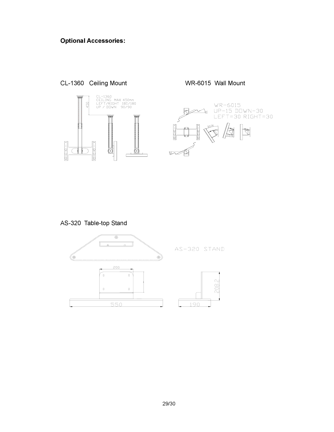 Pantel PAN200, PAN420, PAN520, PAN650, PAN320 manual Optional Accessories 