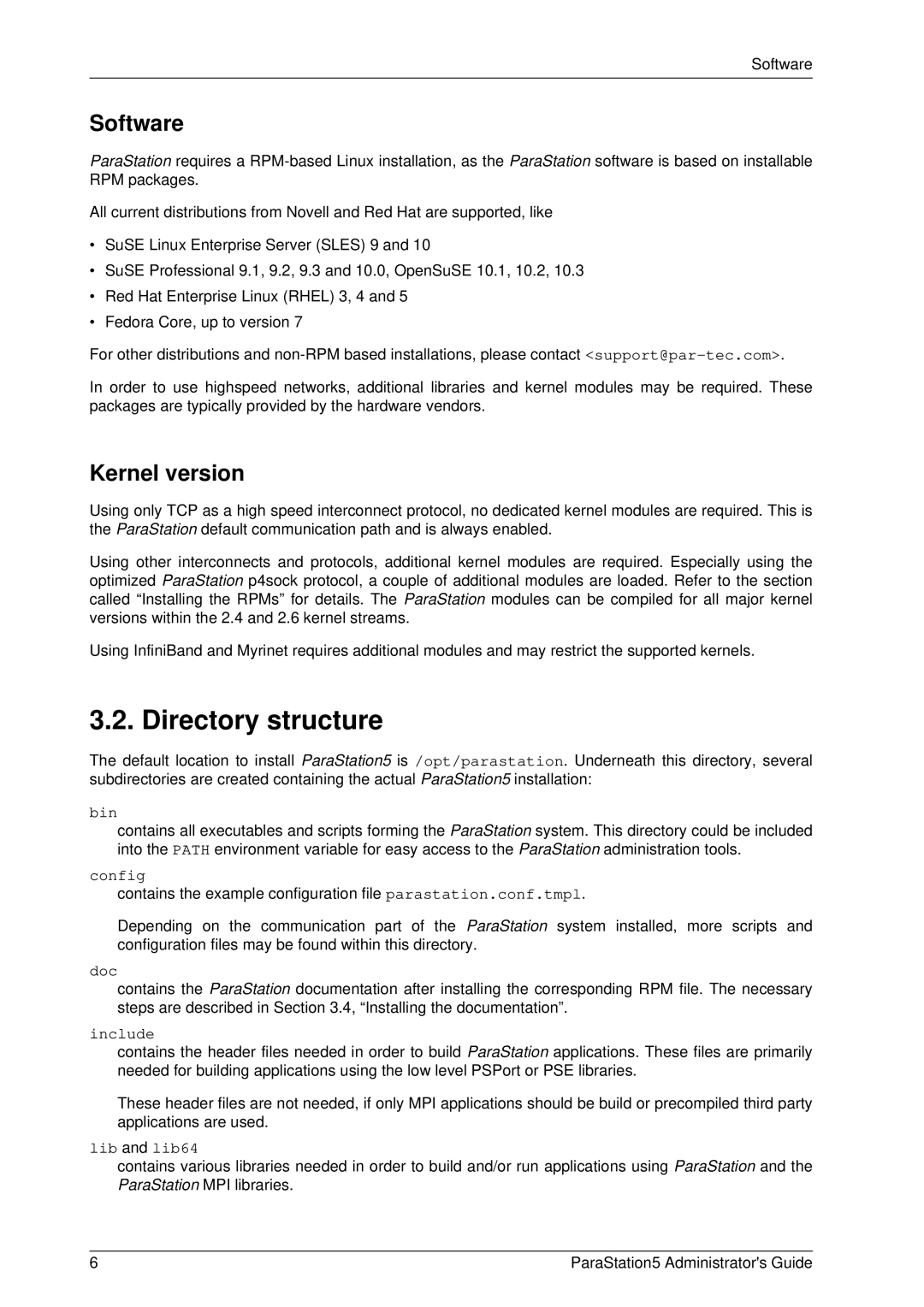 PAR Technologies V5 manual Directory structure, Software, Kernel version 