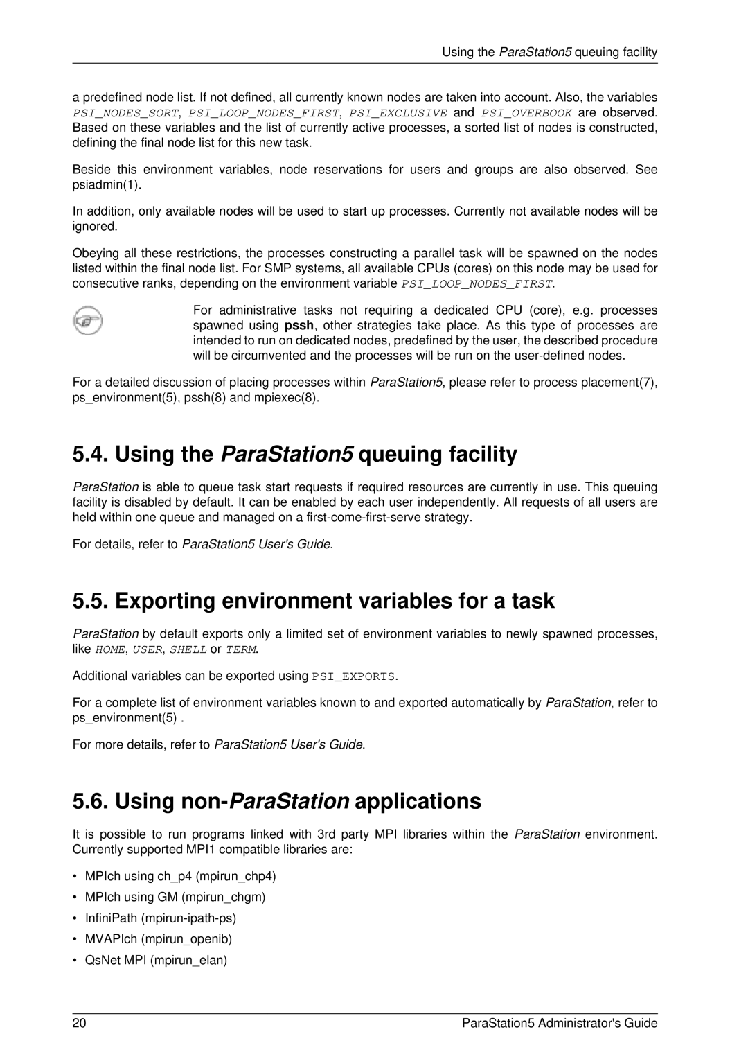 PAR Technologies V5 manual Using the ParaStation5 queuing facility, Exporting environment variables for a task 