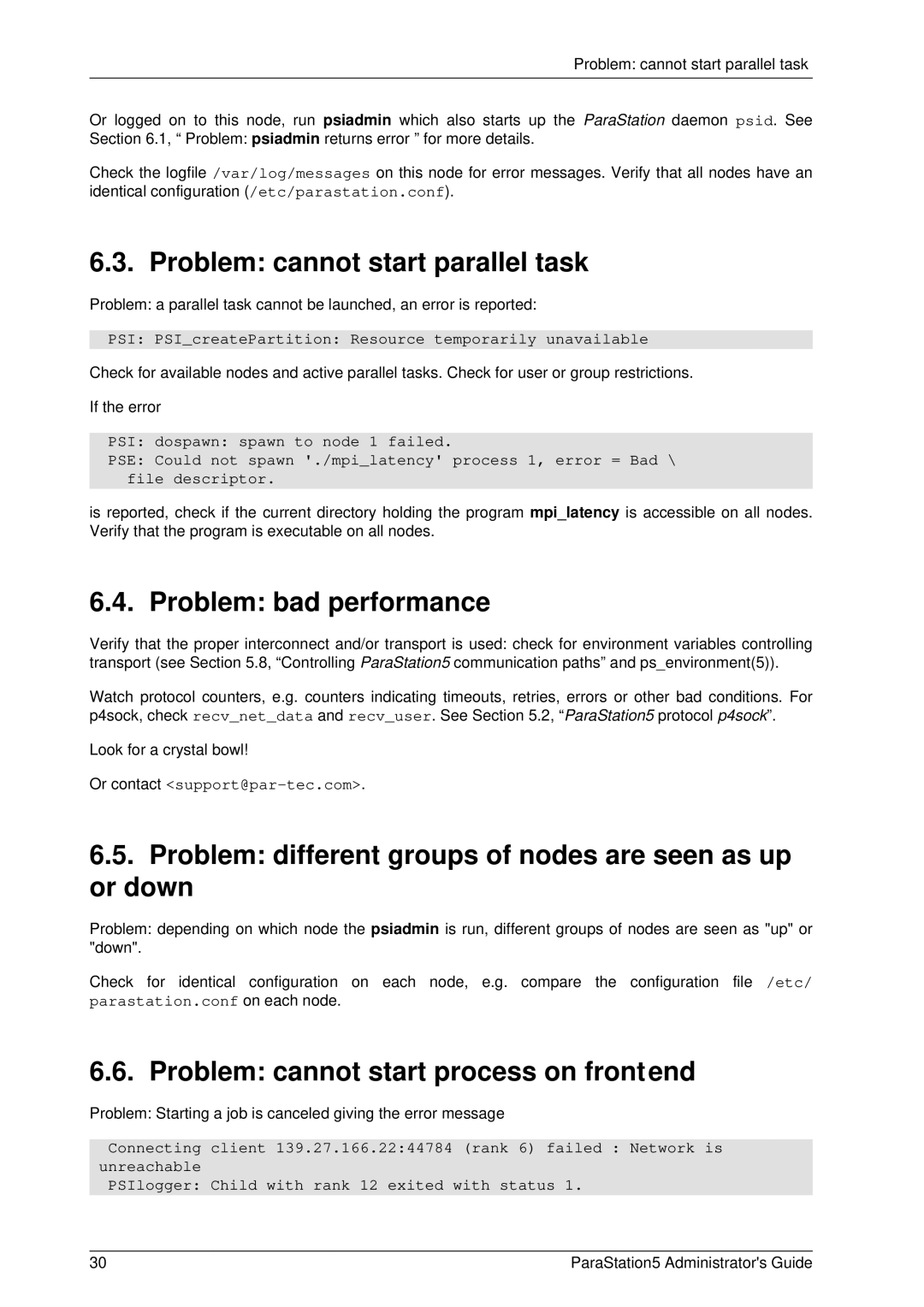 PAR Technologies V5 Problem cannot start parallel task, Problem bad performance, Problem cannot start process on frontend 