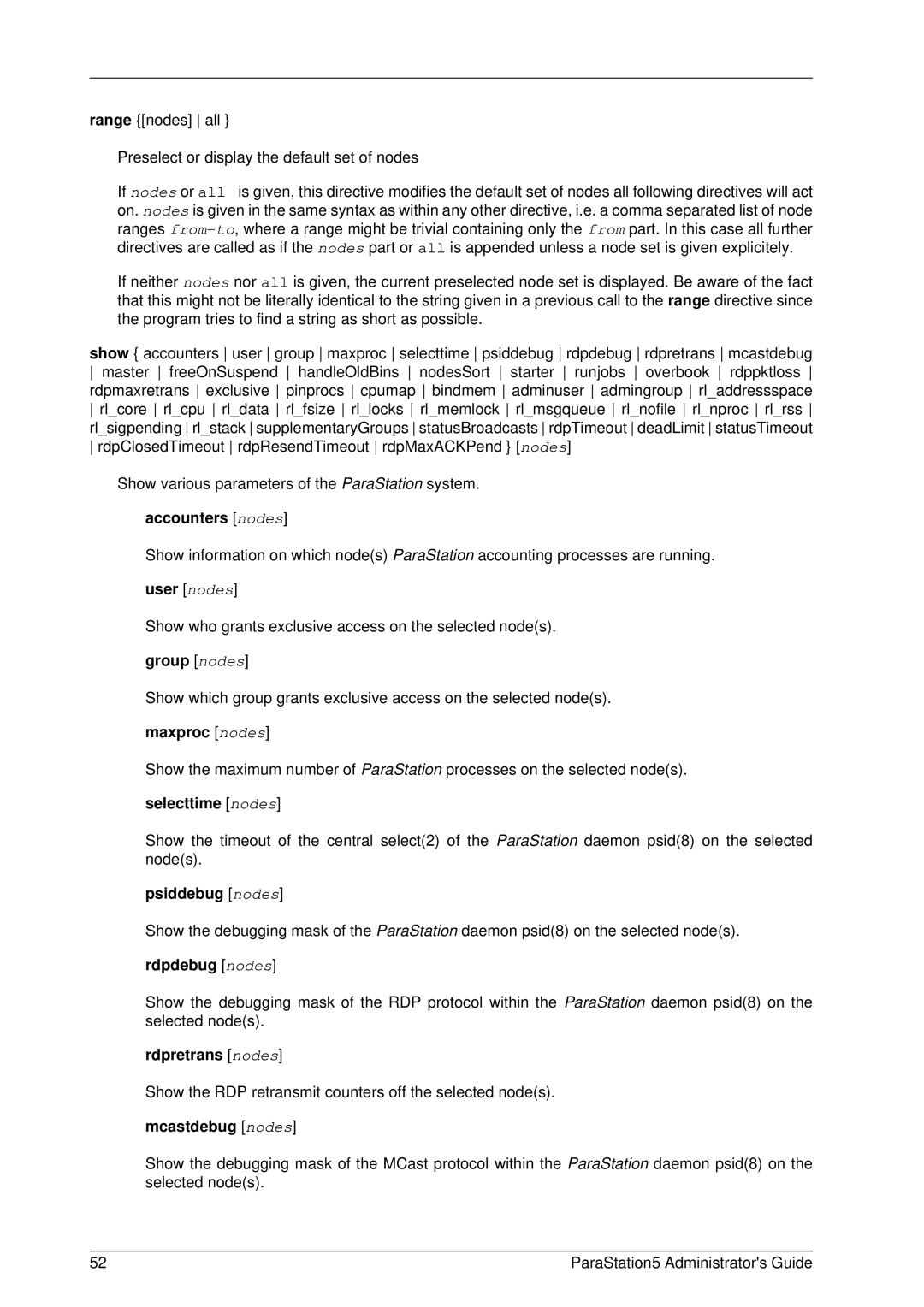 PAR Technologies V5 manual Accounters nodes, User nodes, Group nodes, Maxproc nodes, Selecttime nodes, Psiddebug nodes 