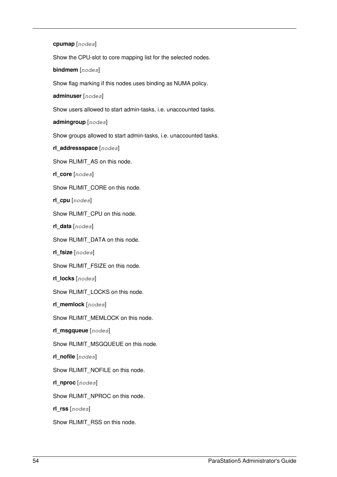 PAR Technologies V5 manual Cpumap nodes, Rlrss nodes 