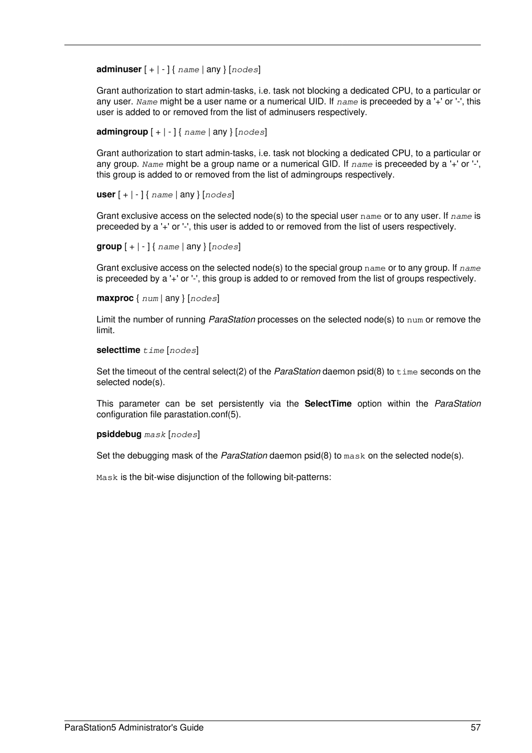 PAR Technologies V5 manual Selecttime time nodes, Psiddebug mask nodes 