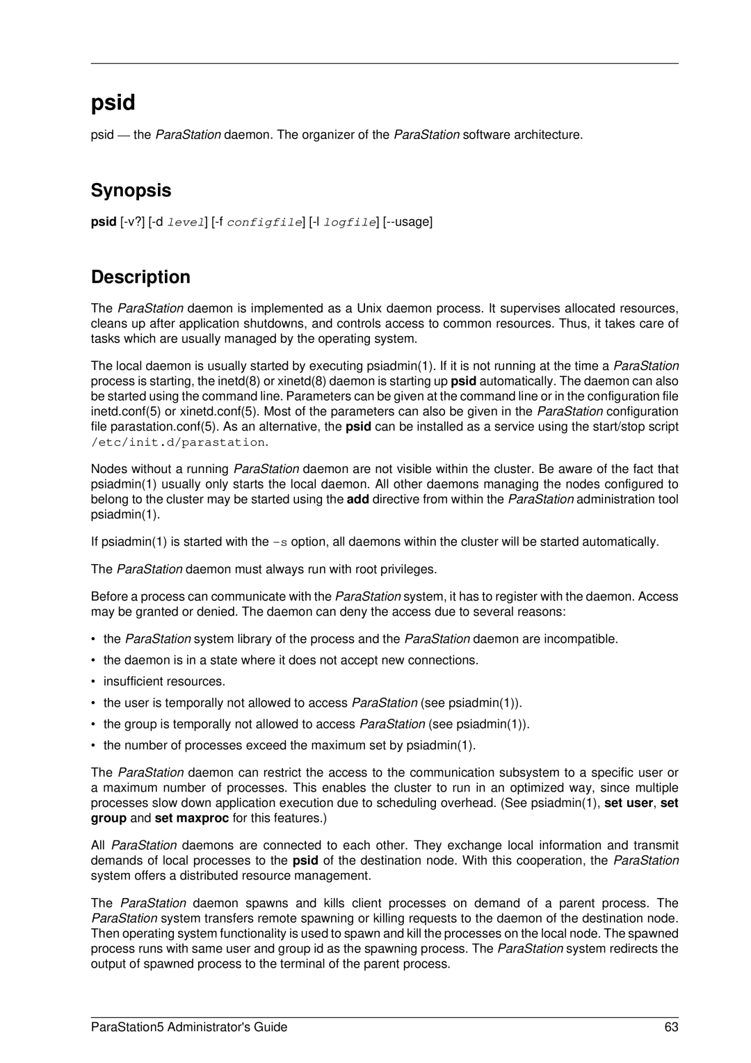 PAR Technologies V5 manual Psid, Synopsis 