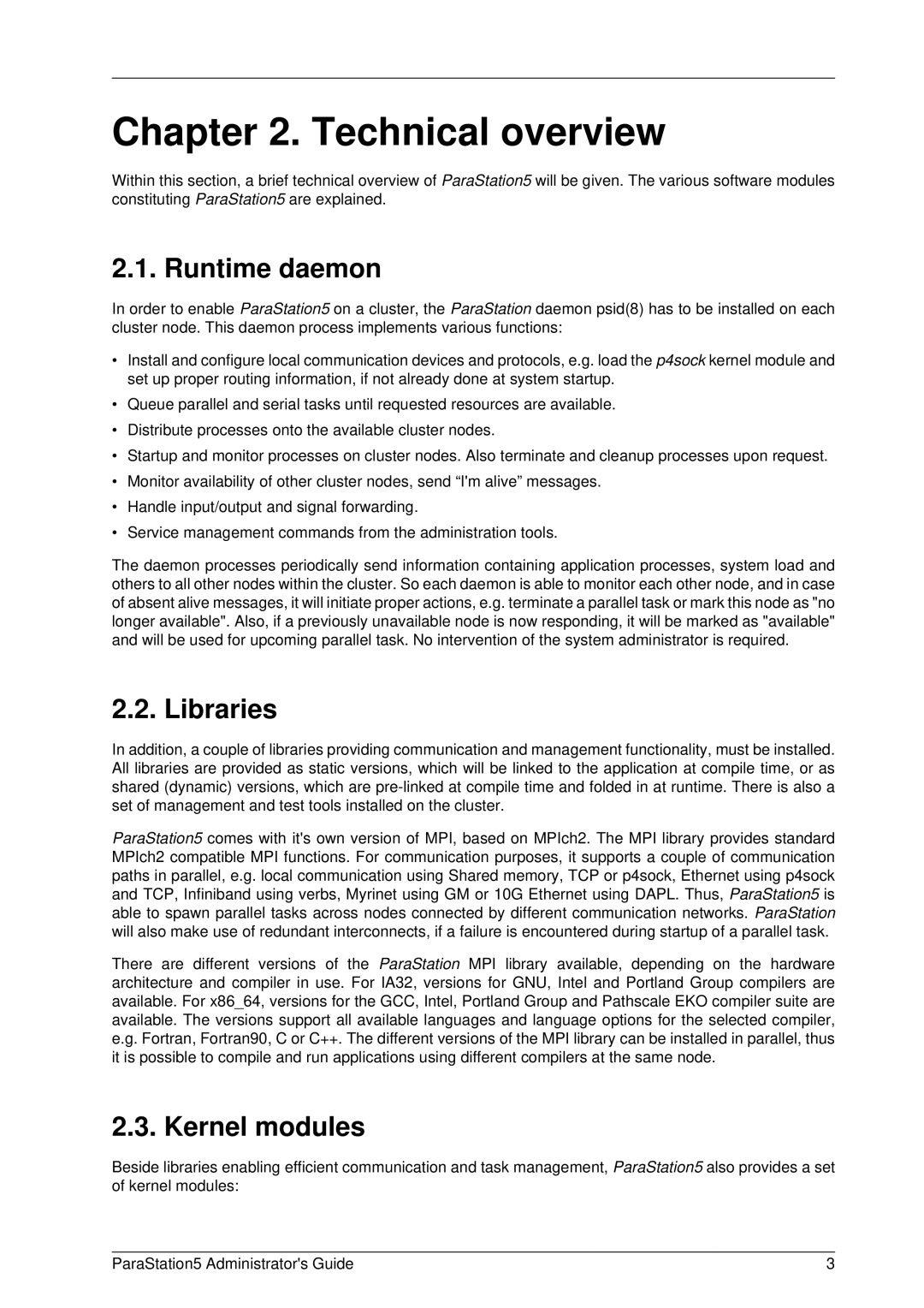 PAR Technologies V5 manual Technical overview, Runtime daemon, Libraries, Kernel modules 