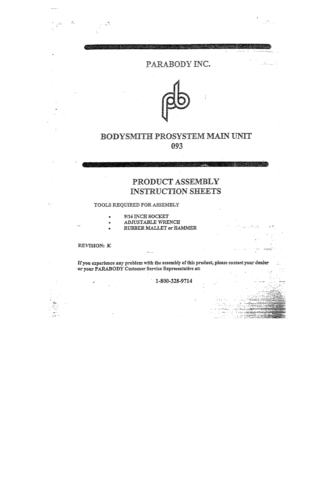 ParaBody 093 manual Product Assembly INSTRUCTTON, S~ETS 