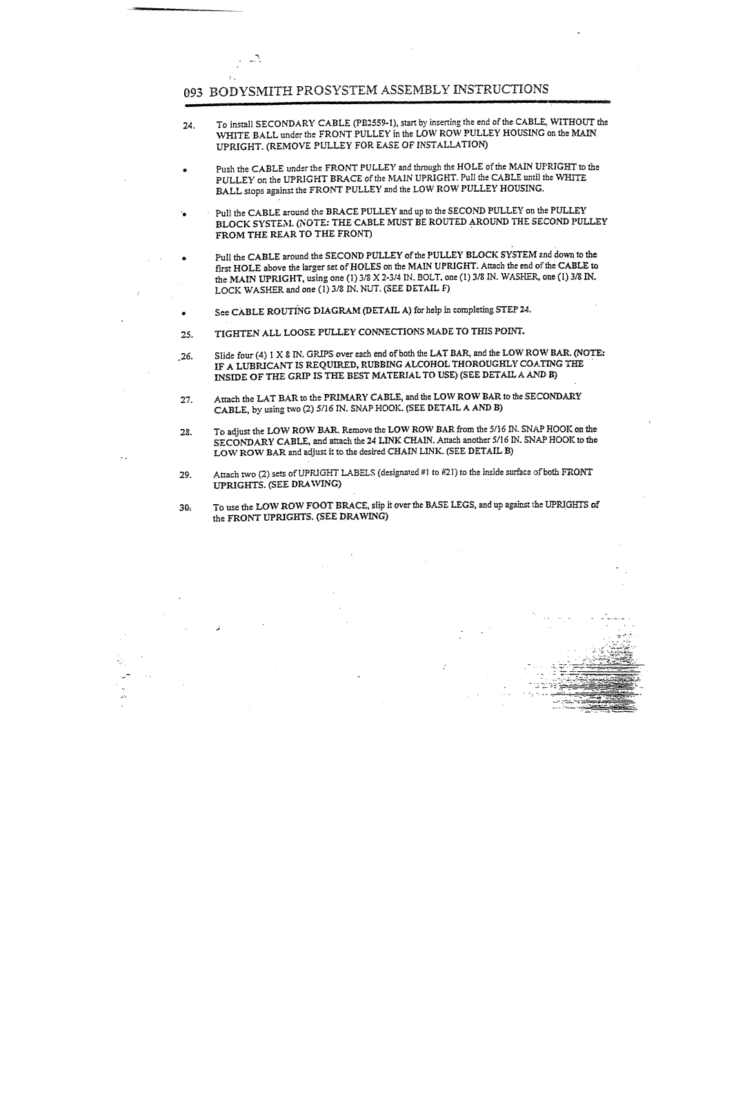 ParaBody 093 manual BODYSMiTH Prosystem Assembly Instructions, Tighten ALL Loose Pulley Connections Made to this Point 