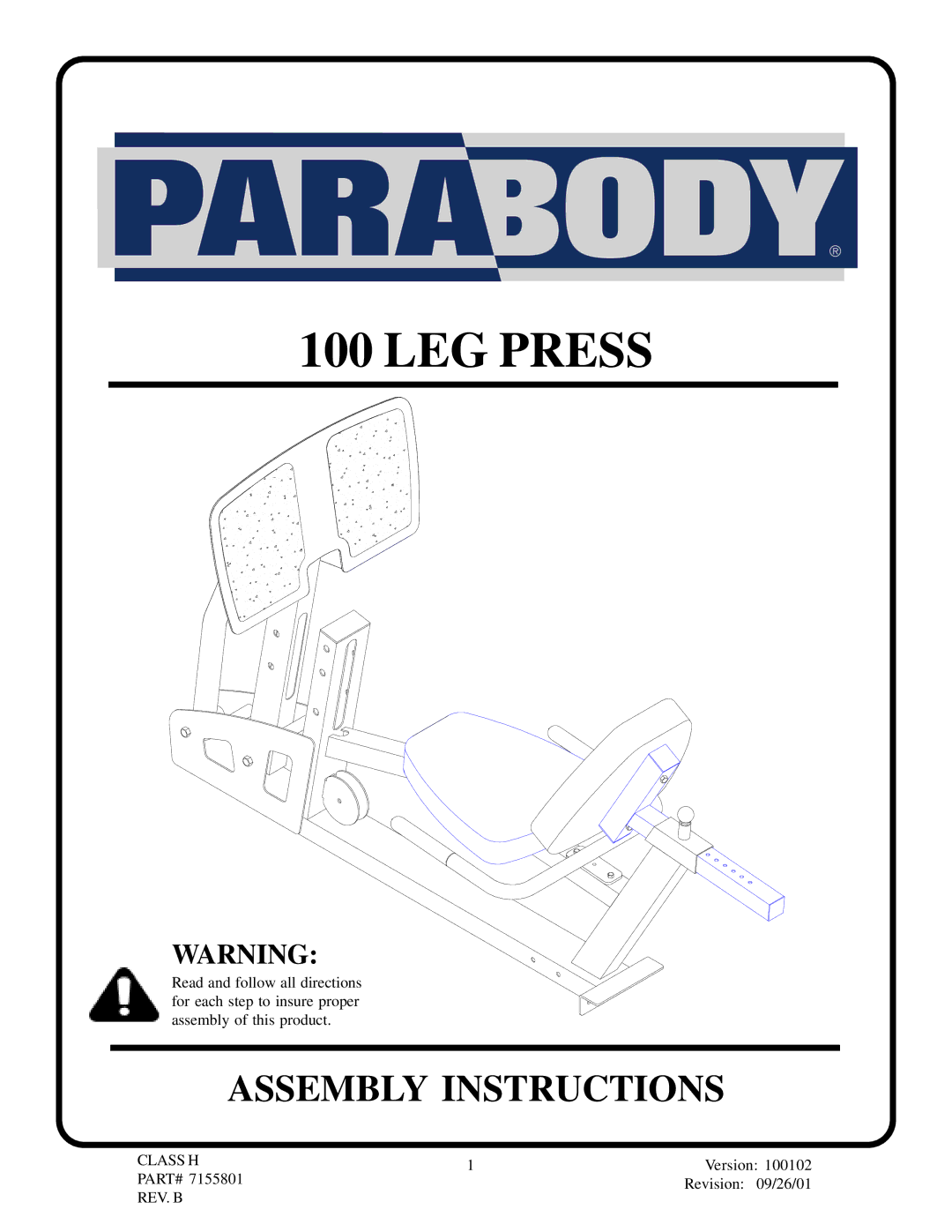 ParaBody 100 manual LEG Press 