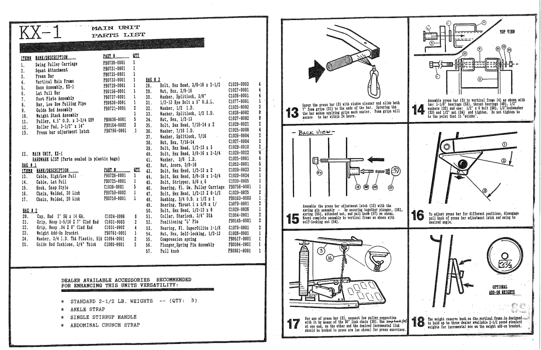 ParaBody 200 PB013l-0001, Guide, O,D, Roller Pad, 3-1/2 PB016H002, Cable, Hook, Chain, 53, tbrust bearings l9J, 1/2, Viii 