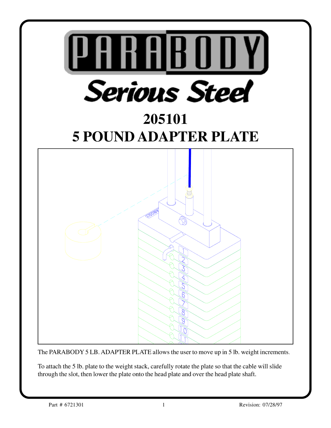 ParaBody 205101 manual Pound Adapter Plate 